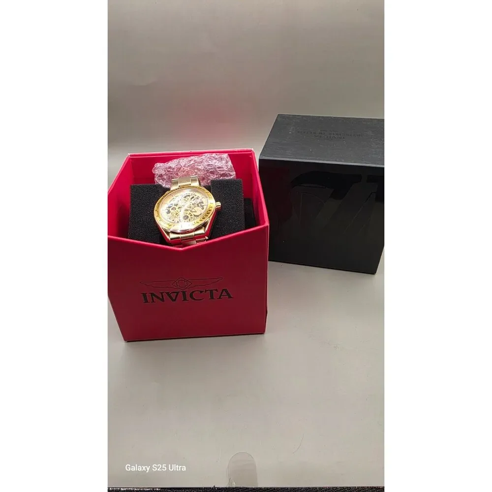 Invicta Objet D'Art Automatic Men's Watch 39mm Gold Tone Skeleton Dial